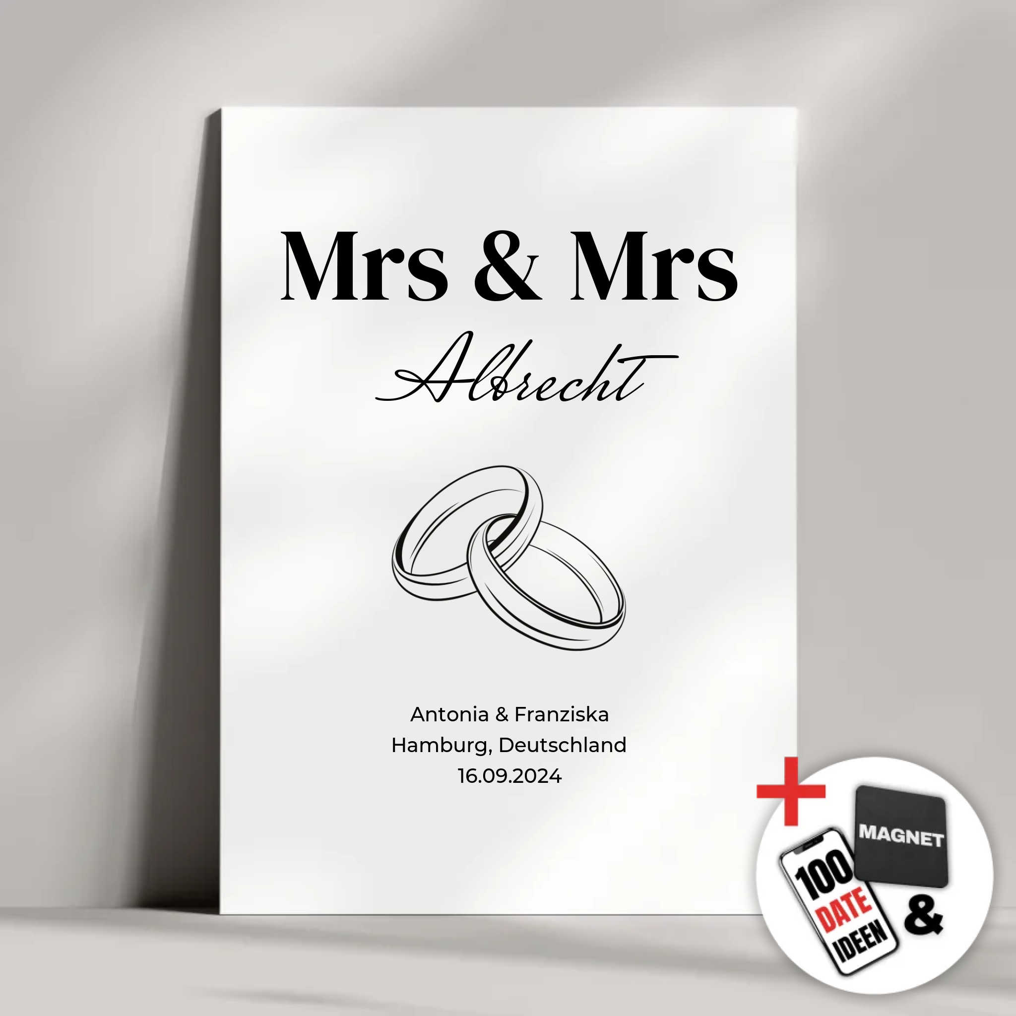 "Mrs & Mrs" - Personalisiertes Metallposter | Bundle-Aktion