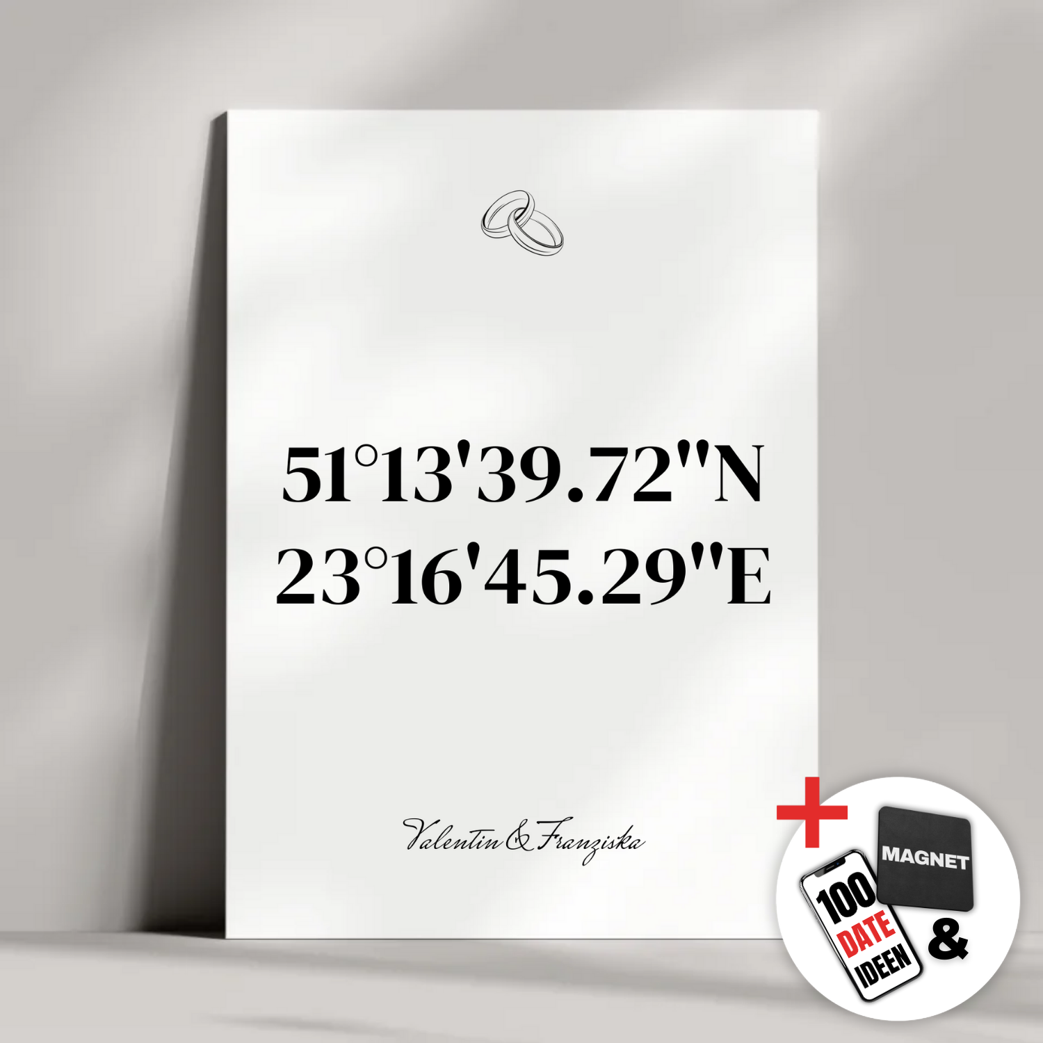 "Unsere Koordinaten" - Personalisiertes Metallposter | Bundle-Aktion