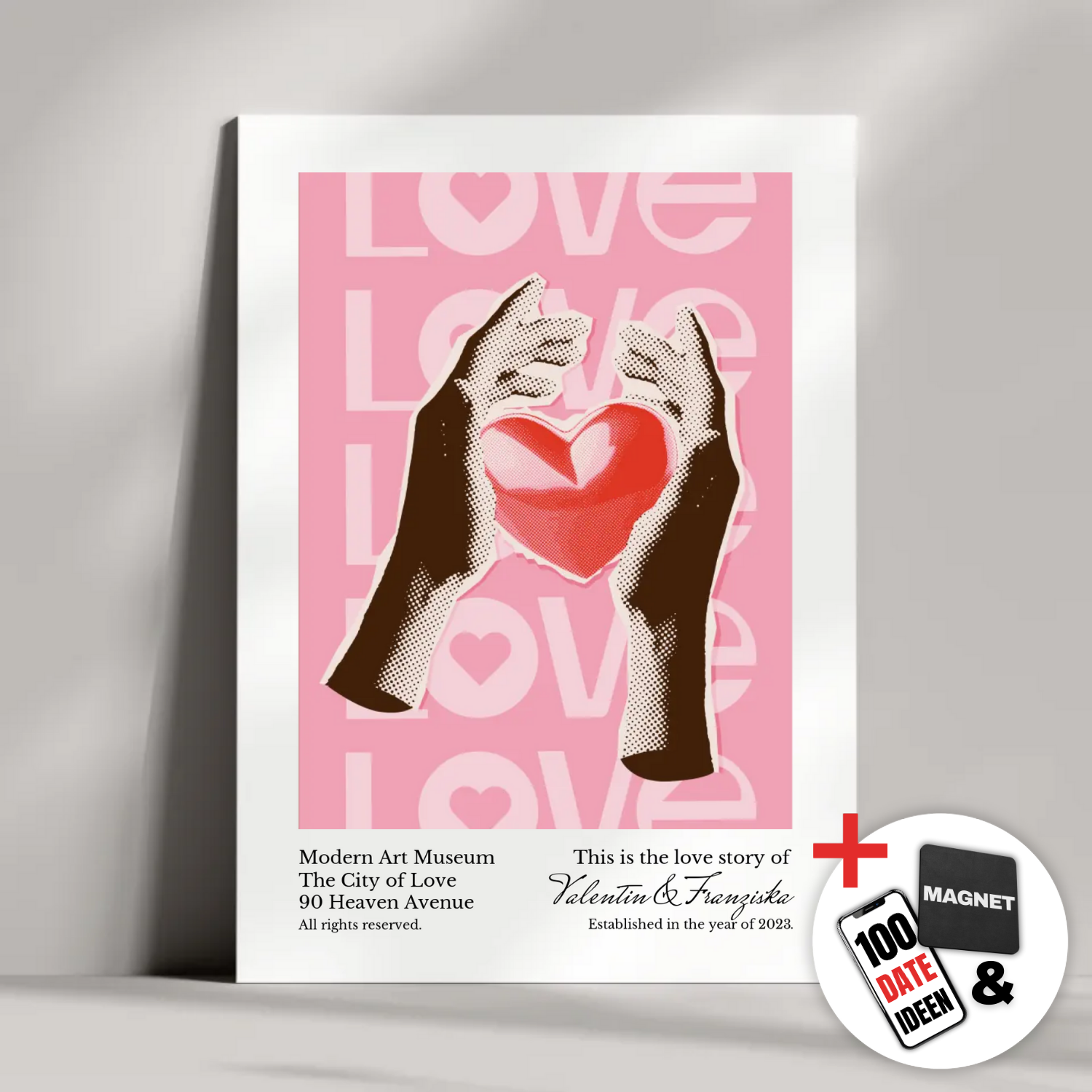 "Hands in Love" - Personalisiertes Metallposter | Bundle-Aktion