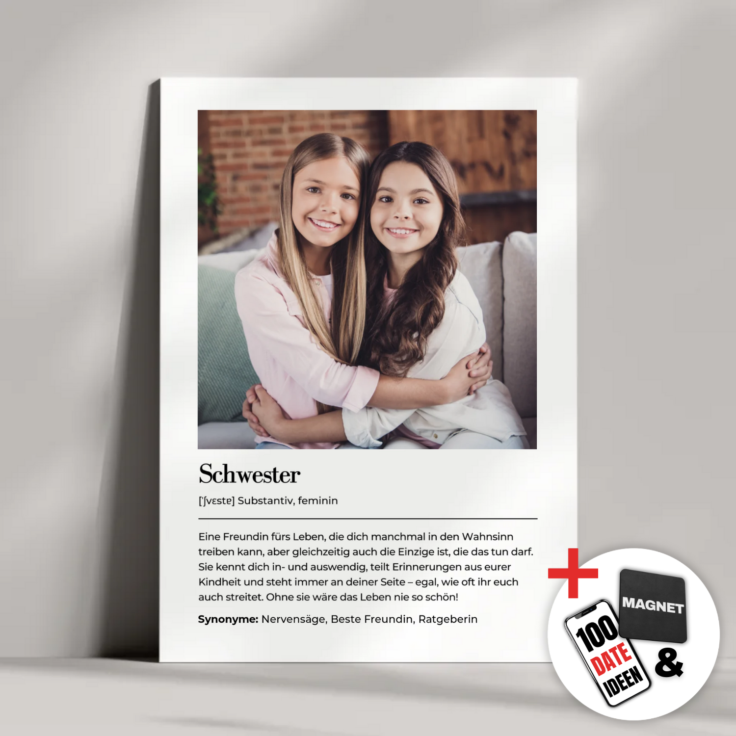 "Definition Schwester" - Personalisiertes Metallposter | Bundle-Aktion