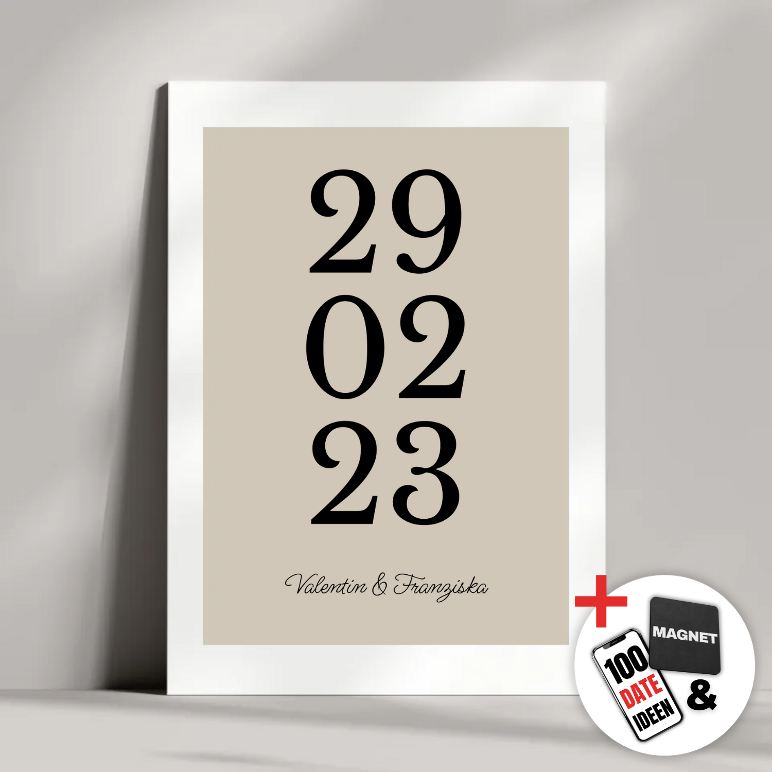 "Unser Datum" - Personalisiertes Metallposter | Bundle-Aktion