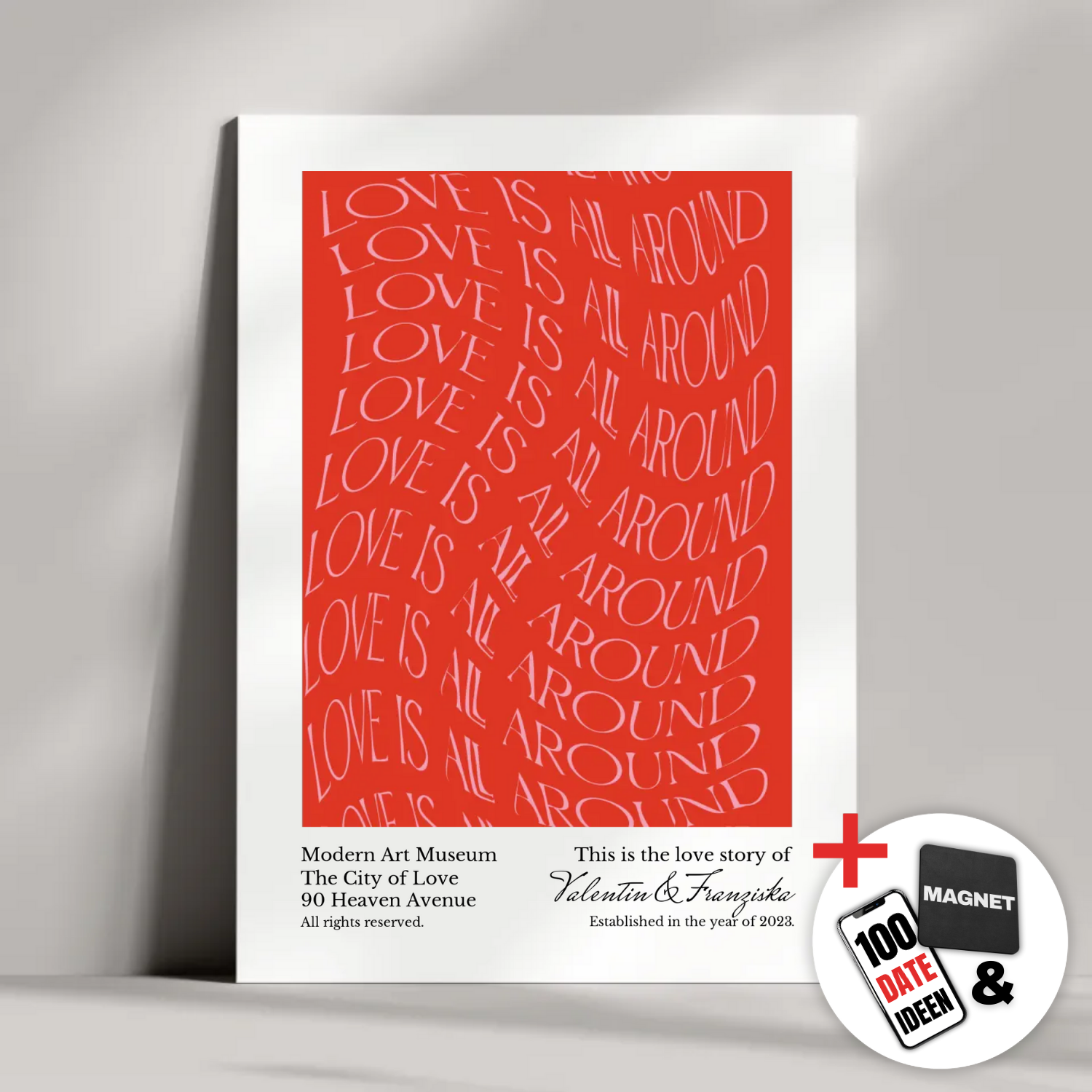 "Love is all around" - Personalisiertes Metallposter | Bundle-Aktion
