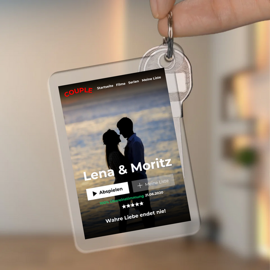 Film Cover wie bei Netflix - Personalisierter Schlüsselanhänger - Coupleheaven